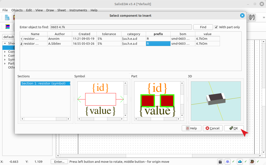 Completing resistor selection