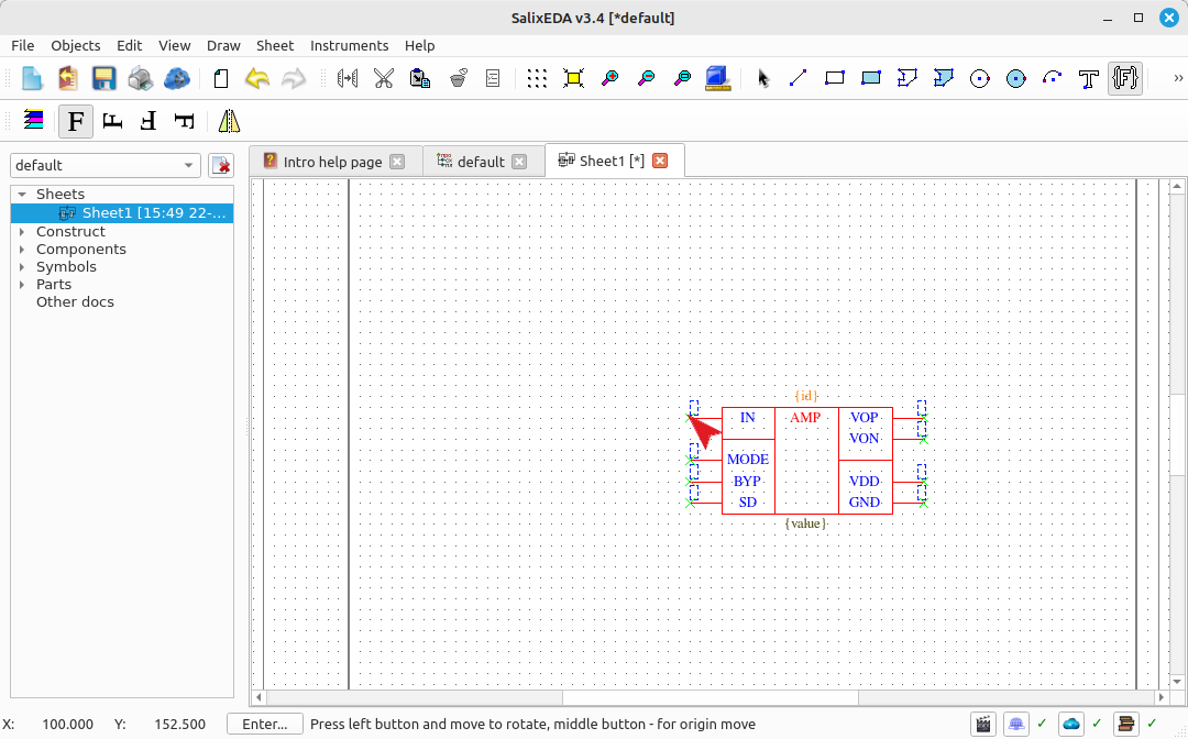 Inserting a component into the schematic